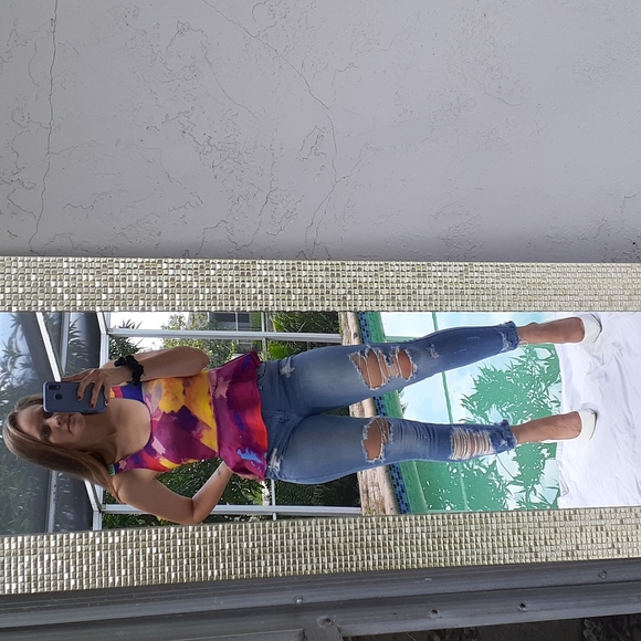 Multicolor sleeleless peplum top - Picture 1 of 6